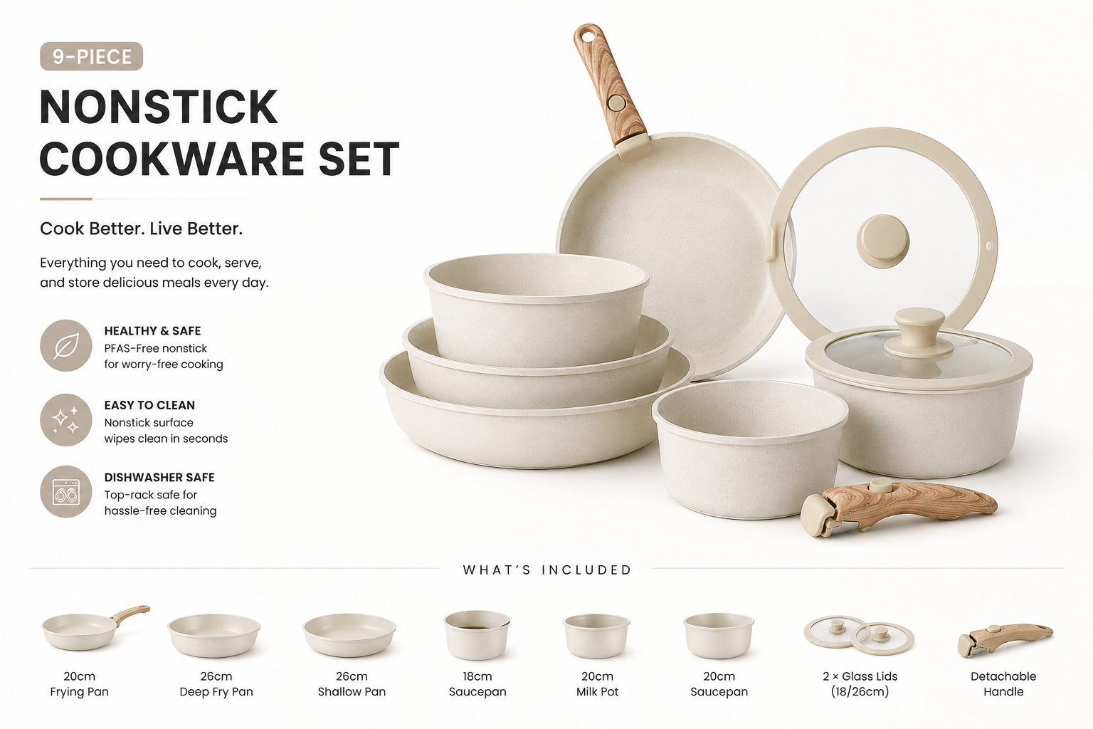 Modern 9-Piece Nonstick Cookware Collection
