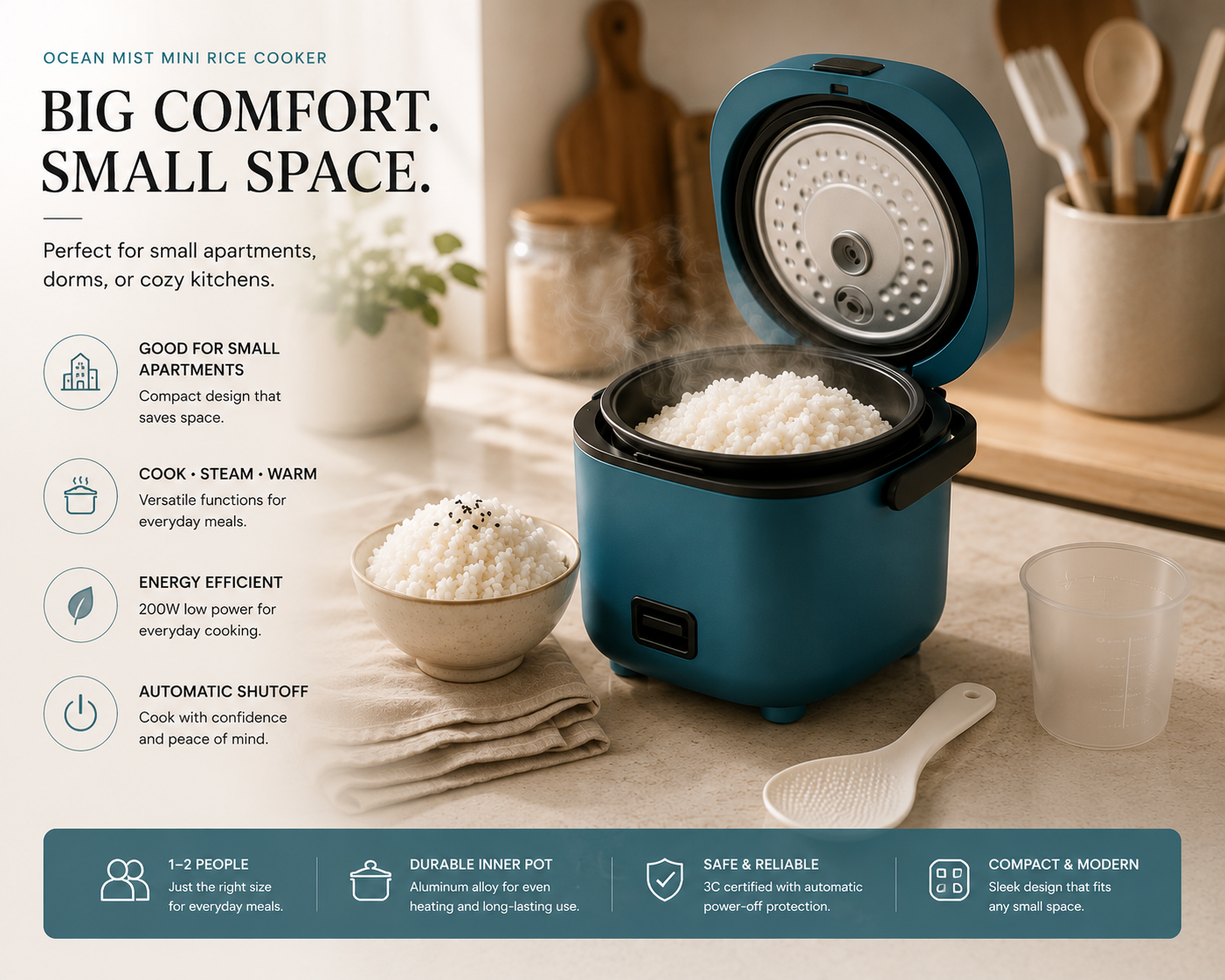 Ocean Mist Mini Rice Cooker