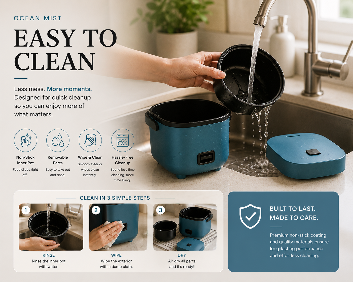 Ocean Mist Mini Rice Cooker