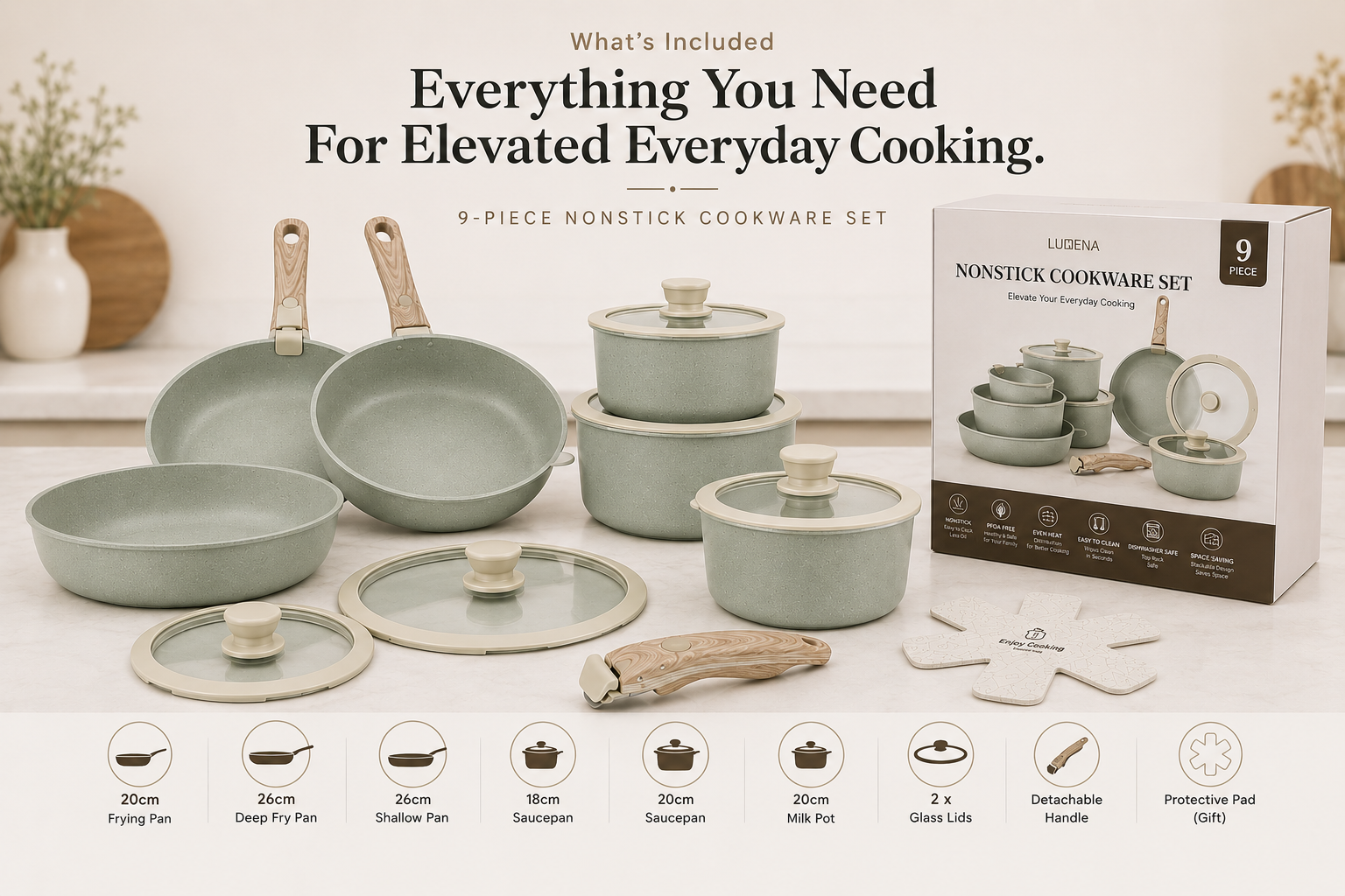 Modern 9-Piece Nonstick Cookware Collection